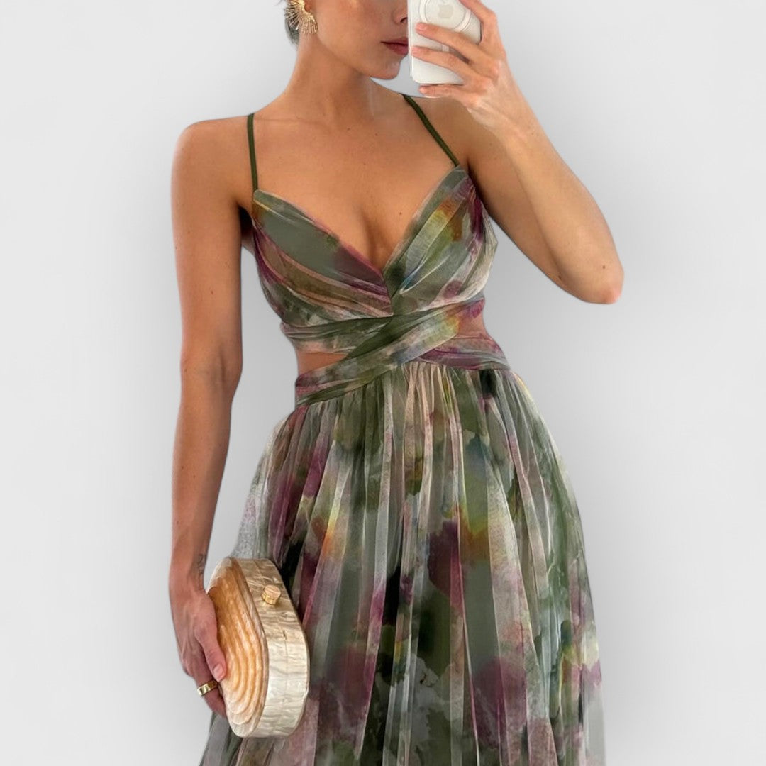 Verity™ | Vestido largo elegante con estampado floral que realza tu figura