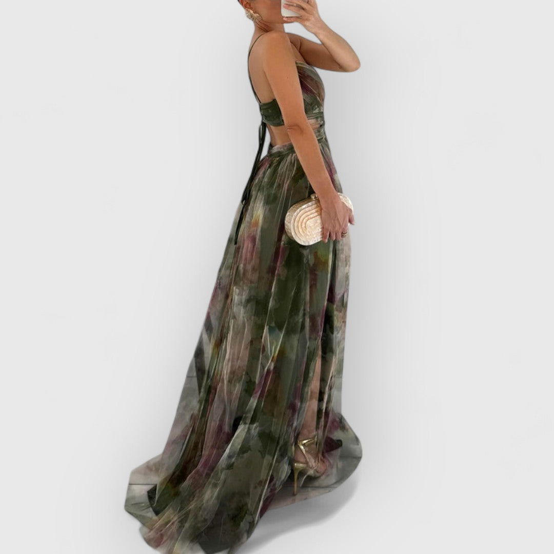 Verity™ | Vestido largo elegante con estampado floral que realza tu figura