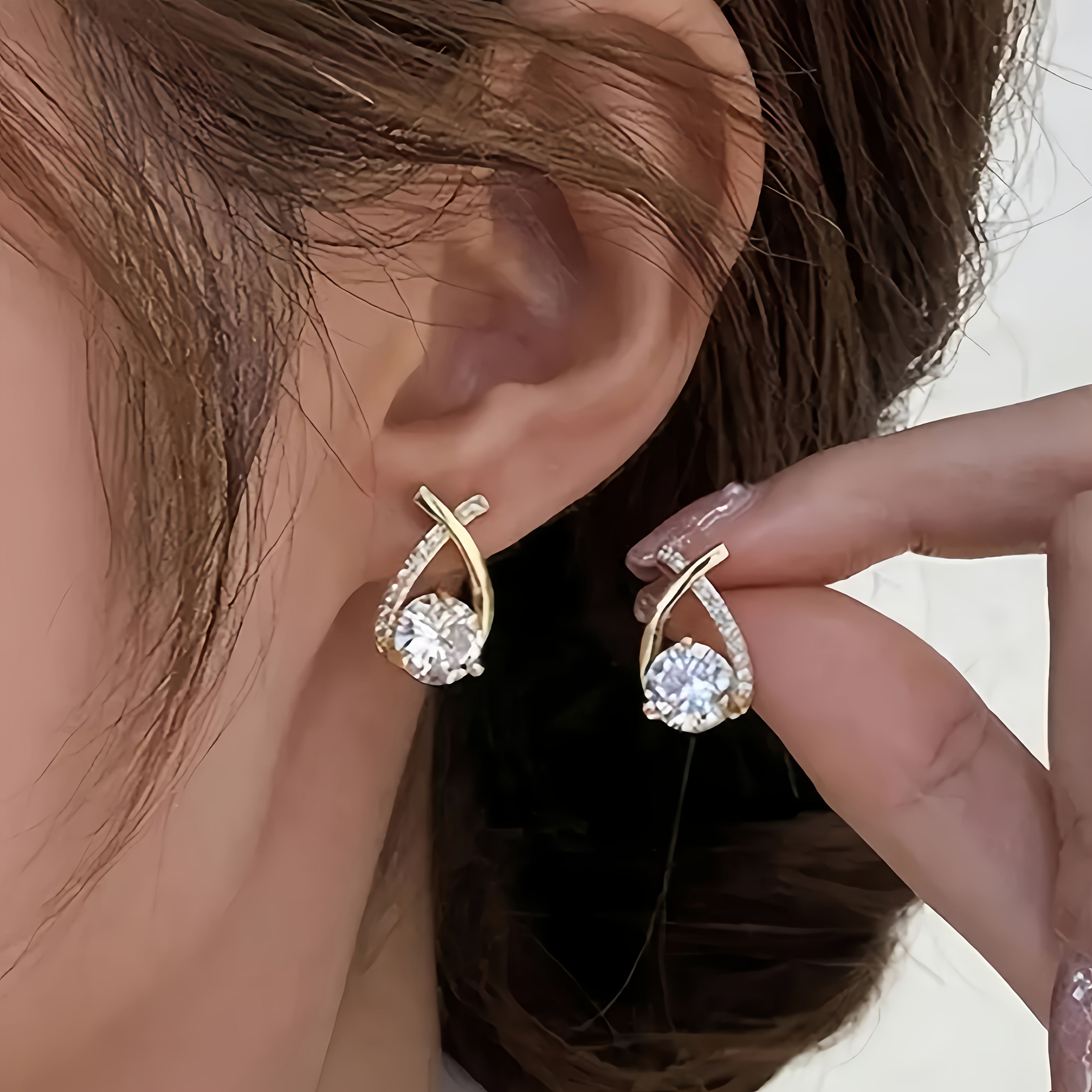 Pendientes De Oro Con Cruz Y Circonitas