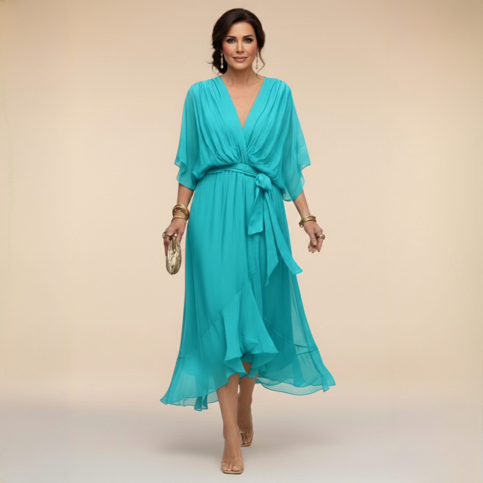 Monica™ | Vestido Elegante De Chifón Con Escote En V