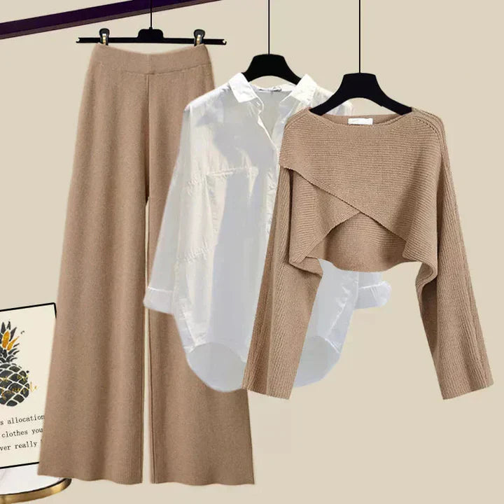 Mia™ | Conjunto de tres piezas de manga larga de cachemira