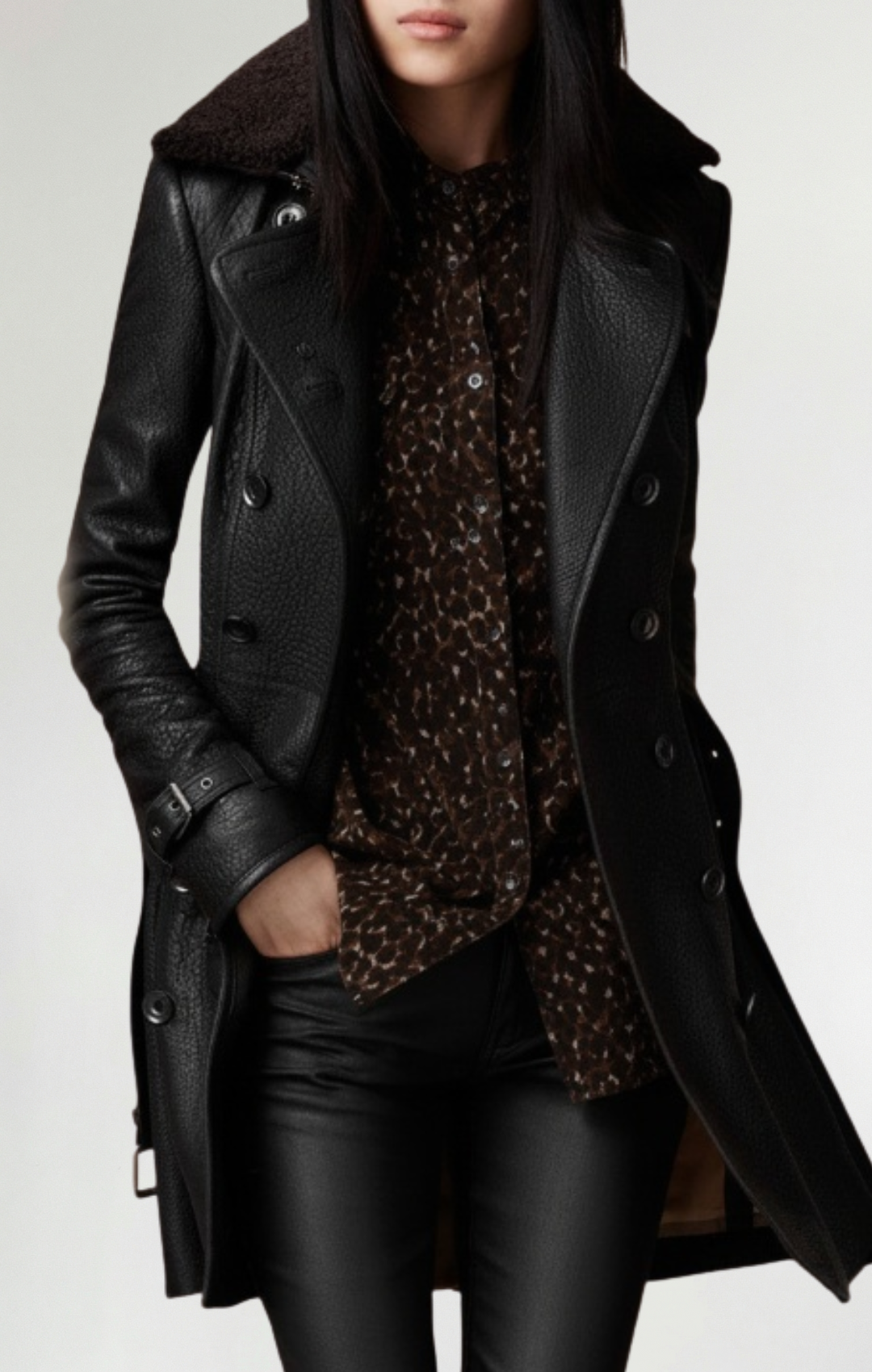 Cristina™ | Abrigo De Cuero Elegante