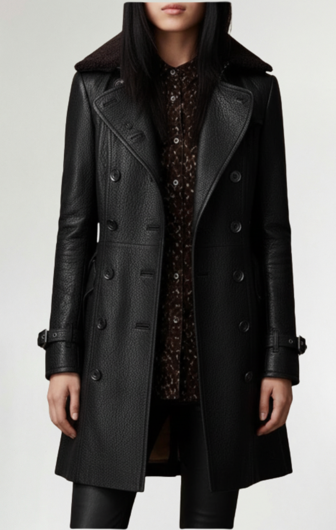 Cristina™ | Abrigo De Cuero Elegante