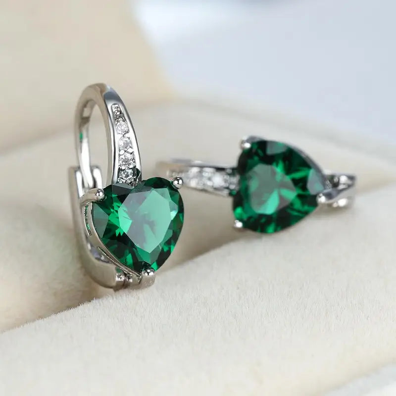 Pendientes Corazón Verde Lunar