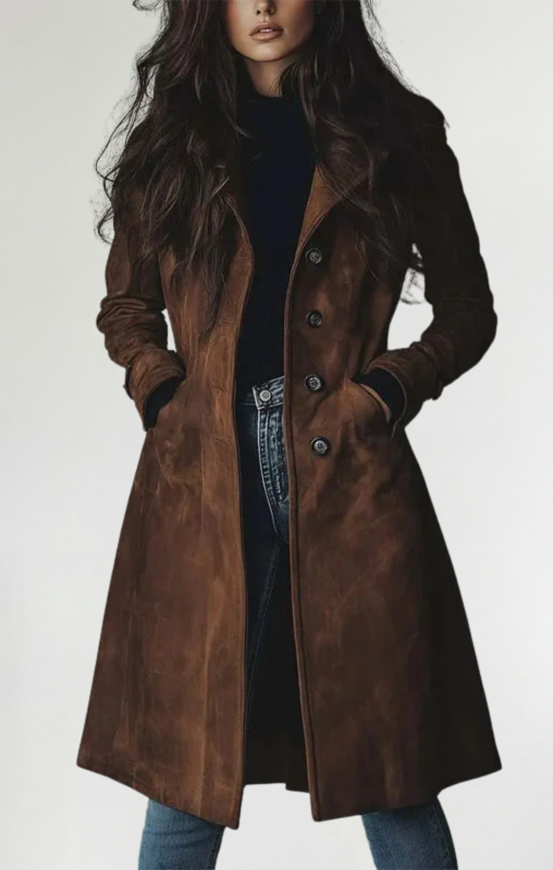 María™ | Chaqueta Larga De Ante Vegano