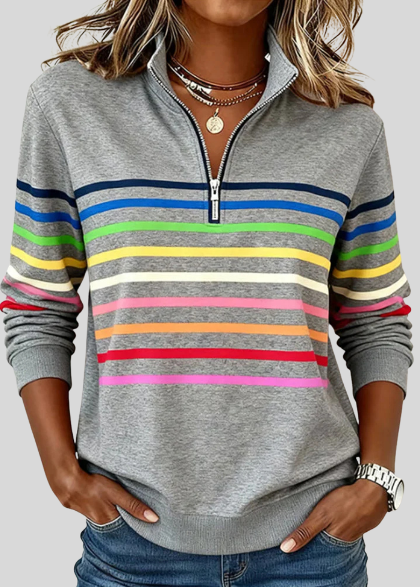 Carlota - Sudadera con Cuarto de Cremallera y Rayas Multicolor - vista 1