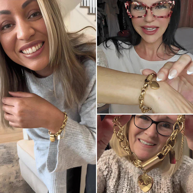Pulsera Gruesa de Corazón en Oro
