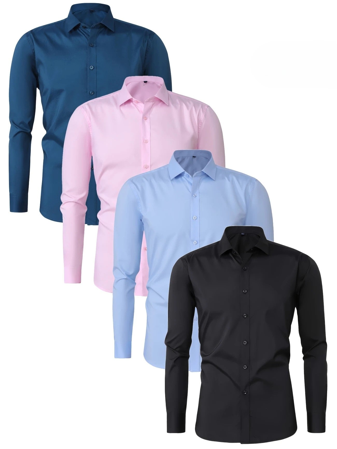 Byron™ – Camisa de manga larga para caballero, de estilo elegante con cierre de botones al frent