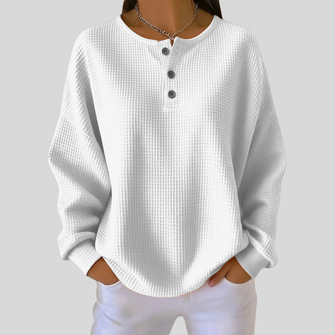 Julieta - Sudadera Henley Waffle Oversize de Doble Capa - vista 2