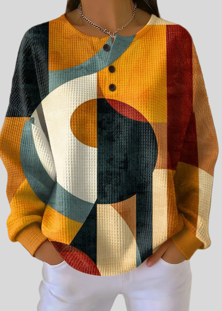 Marta - Sudadera Waffle con Estampado Geométrico Retro - vista 1