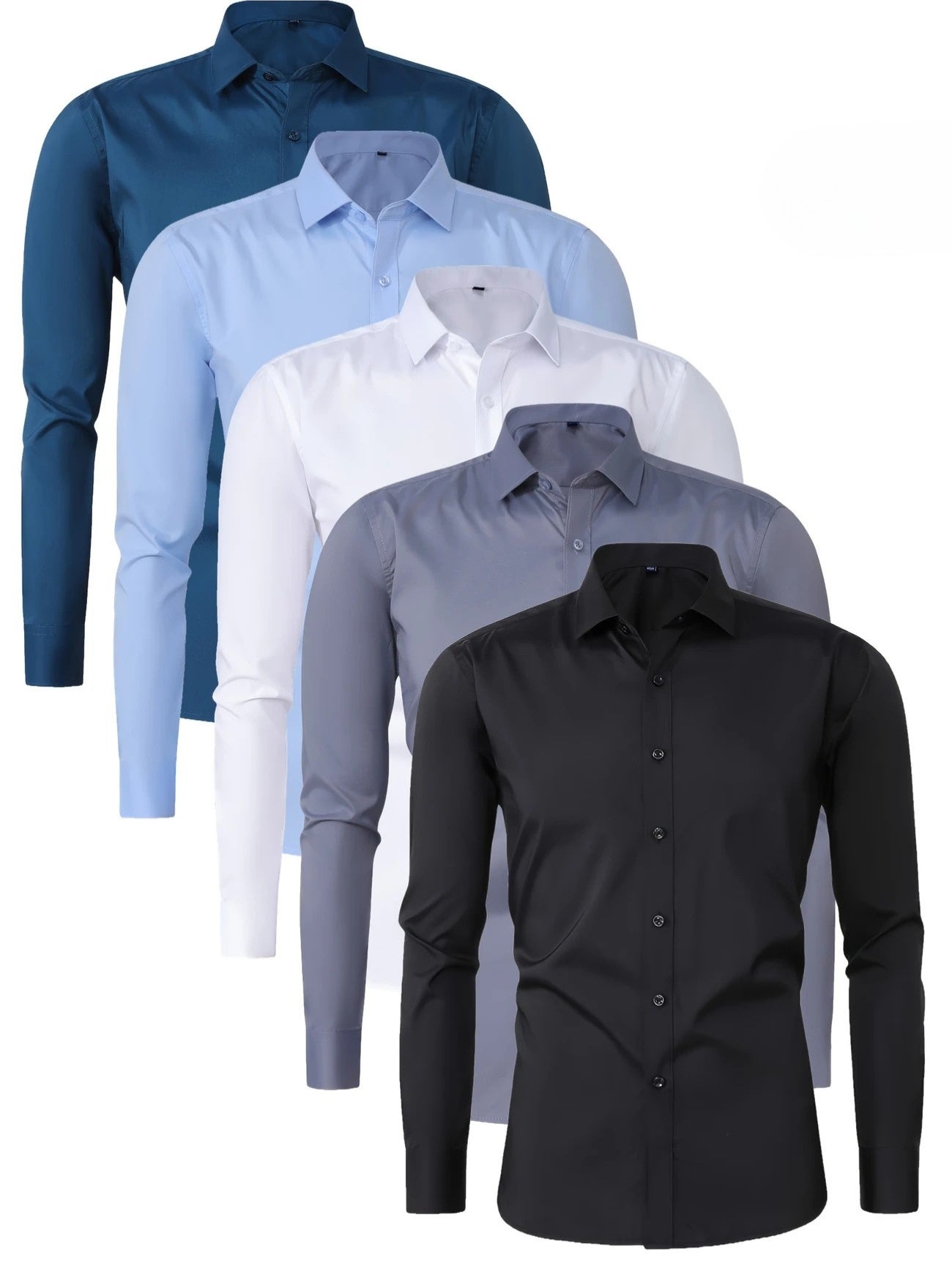 Byron™ – Camisa de manga larga para caballero, de estilo elegante con cierre de botones al frent