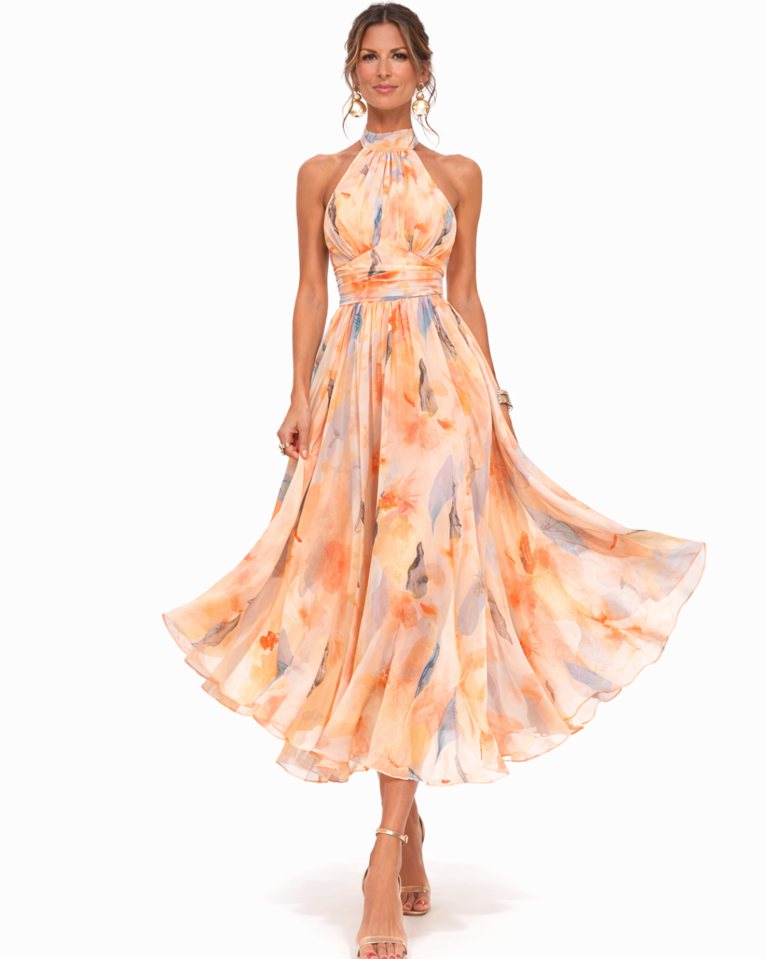 Aurora™ | Vestido Halter con Estampado Acuarela Único