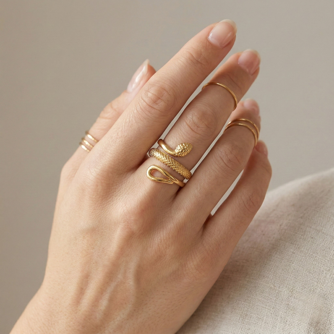 Anillo Detallado de Serpiente (Ajustable)