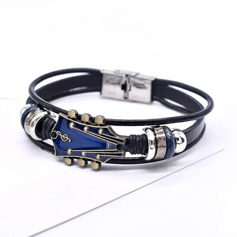 Pulsera de Cuero de Guitarra Hecha a Mano