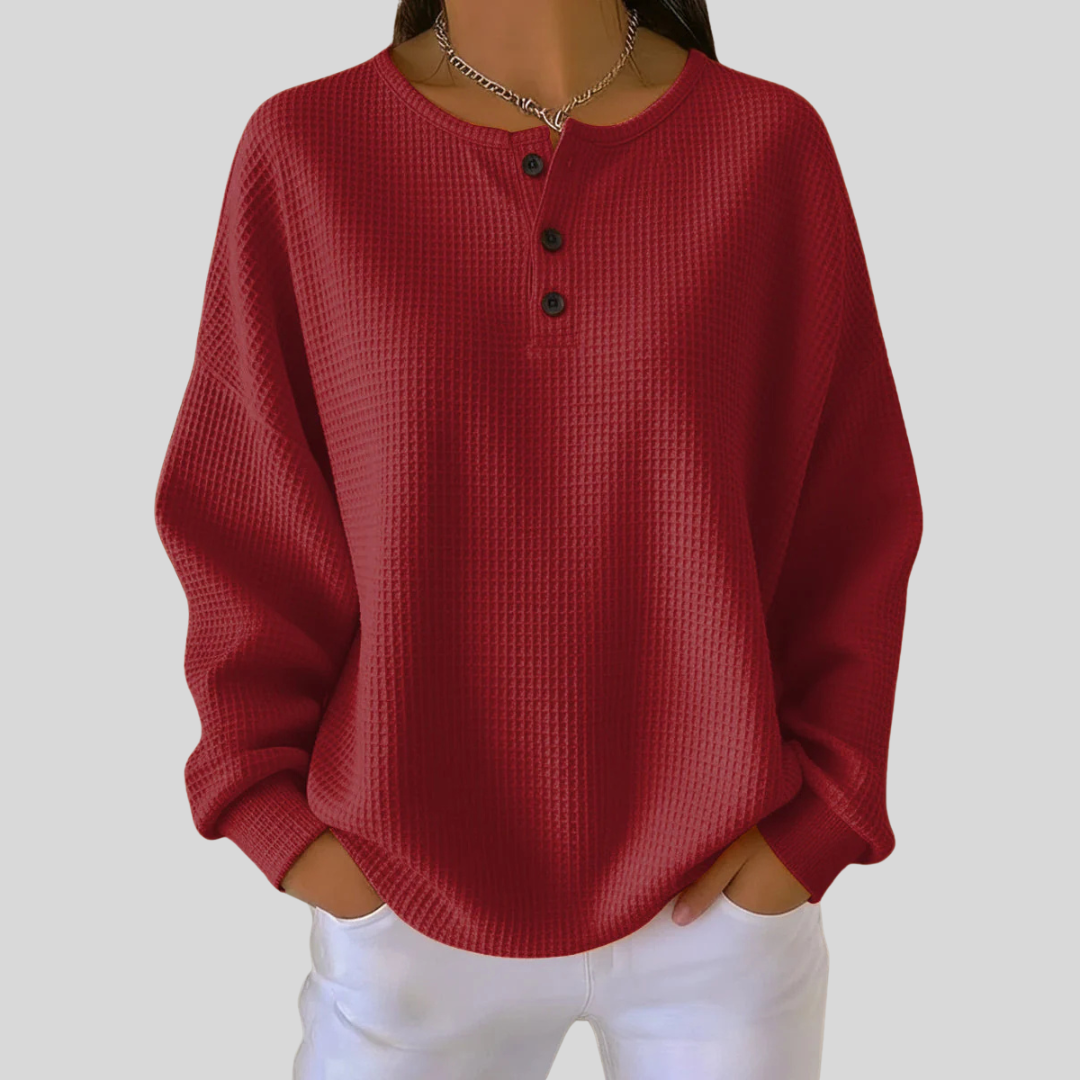 Julieta - Sudadera Henley Waffle Oversize de Doble Capa - vista 3