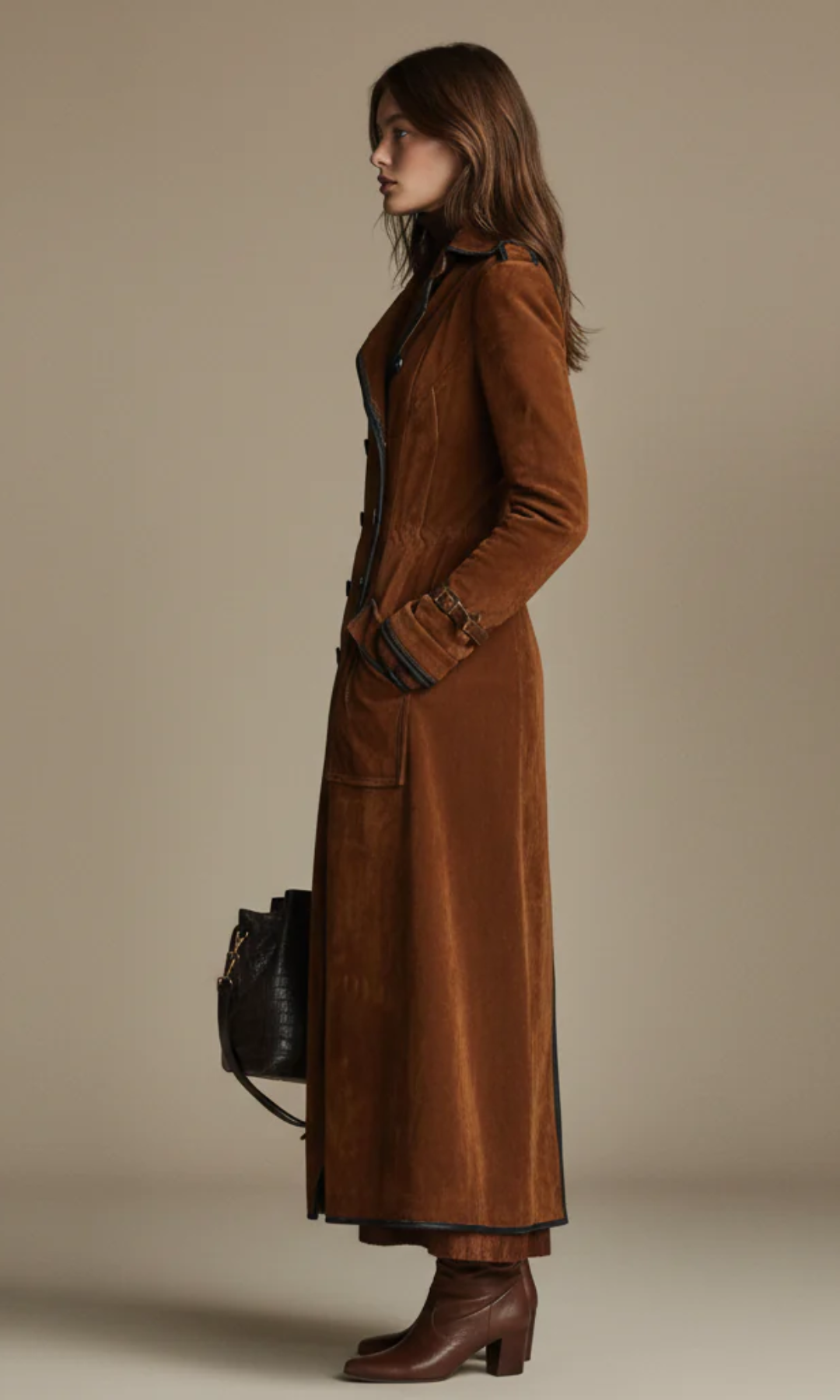 Ana™ | Chaqueta Larga De Ante Vegano