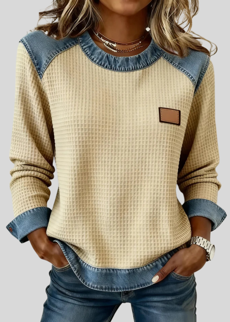 Carla - Sudadera Waffle con Ribetes Estilo Patchwork - vista 1