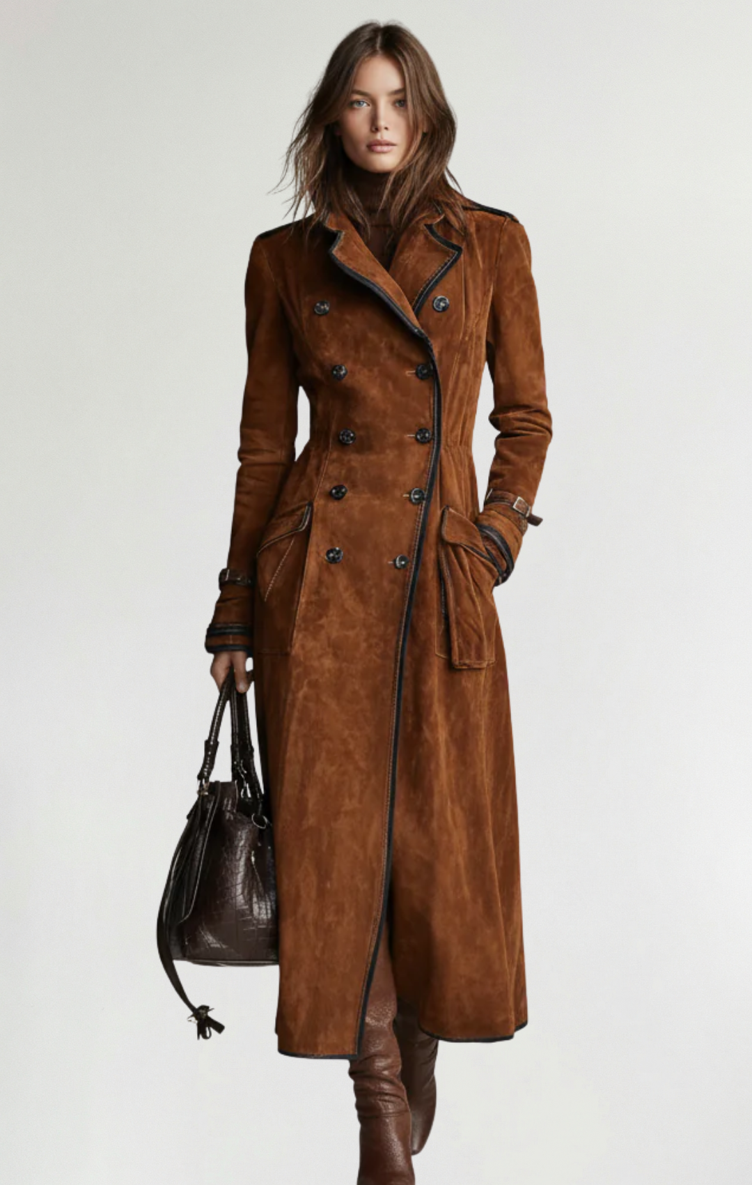 Ana™ | Chaqueta Larga De Ante Vegano