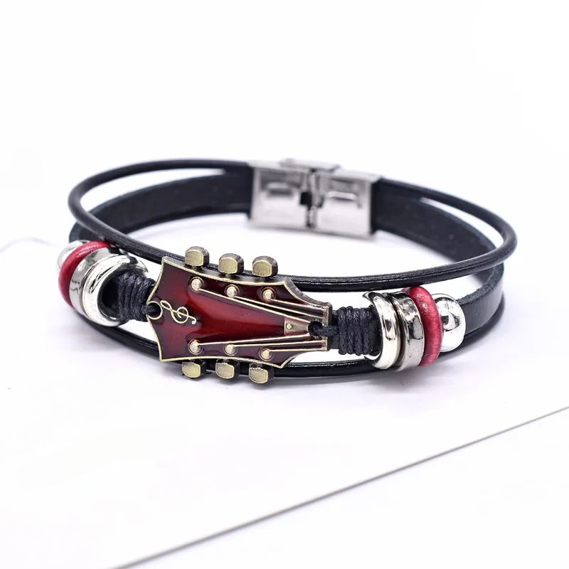 Pulsera de Cuero de Guitarra Hecha a Mano