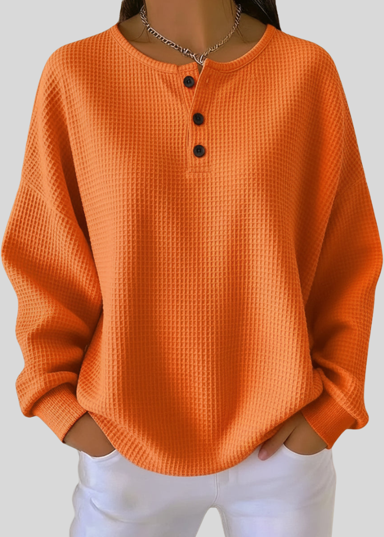 Julieta - Sudadera Henley Waffle Oversize de Doble Capa - vista 1