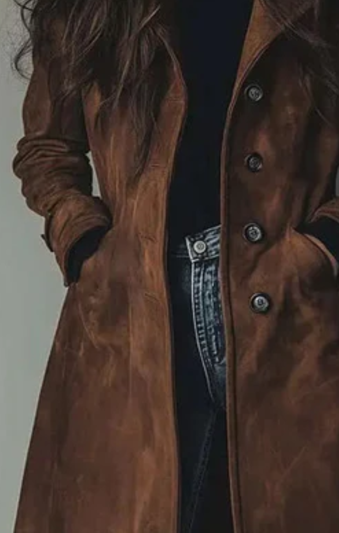 María™ | Chaqueta Larga de Gamuza Vegana Premium