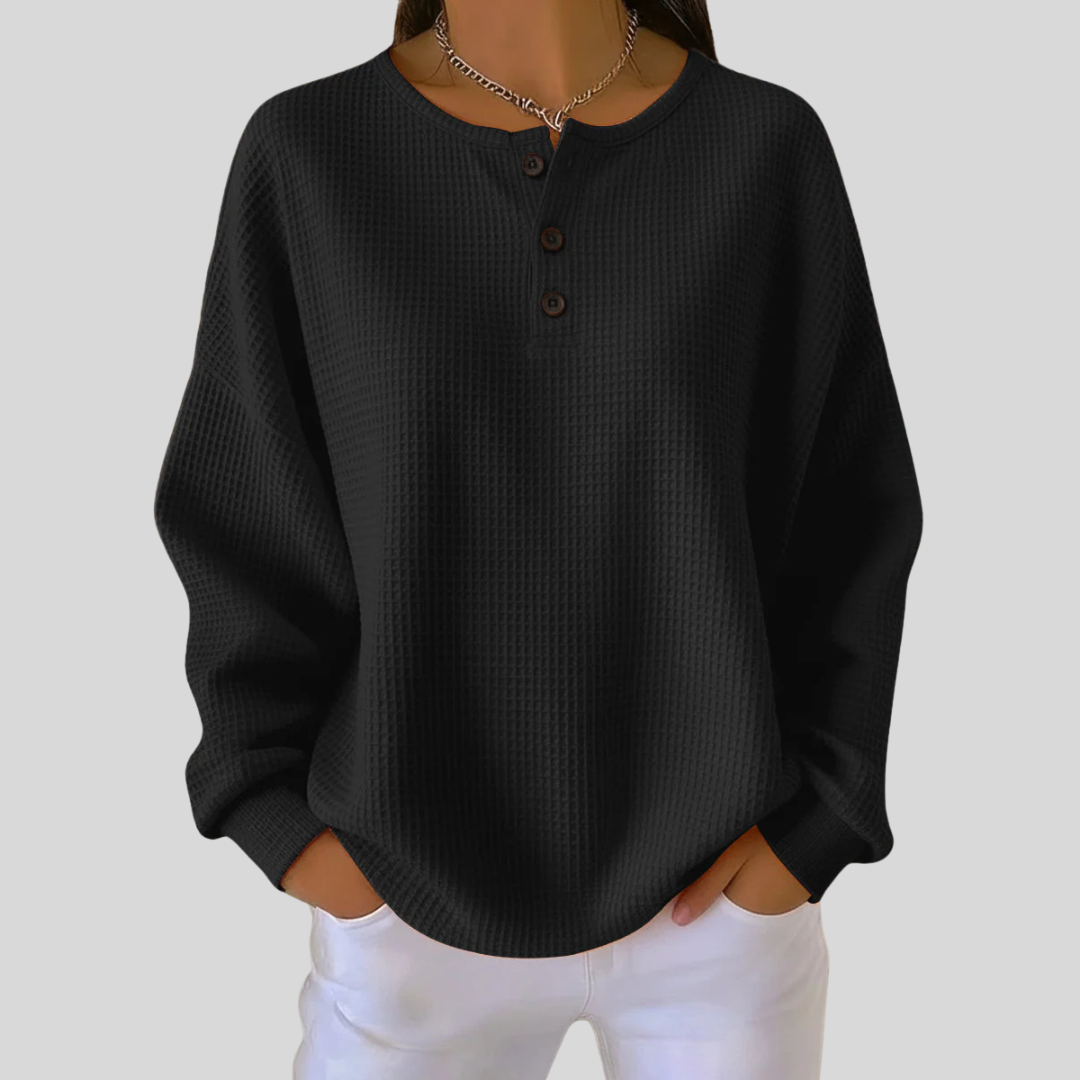 Julieta - Sudadera Henley Waffle Oversize de Doble Capa - vista 4