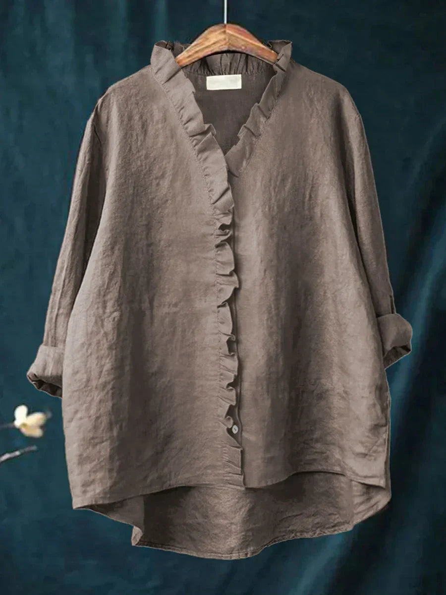 Sanela™ | Blusa de Lino y Algodón con Volantes