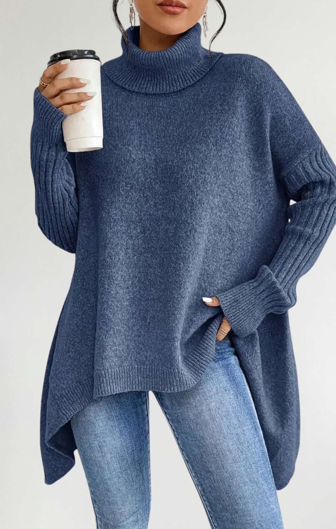 Raquel™ | Suéter Largo Con Cuello Alto