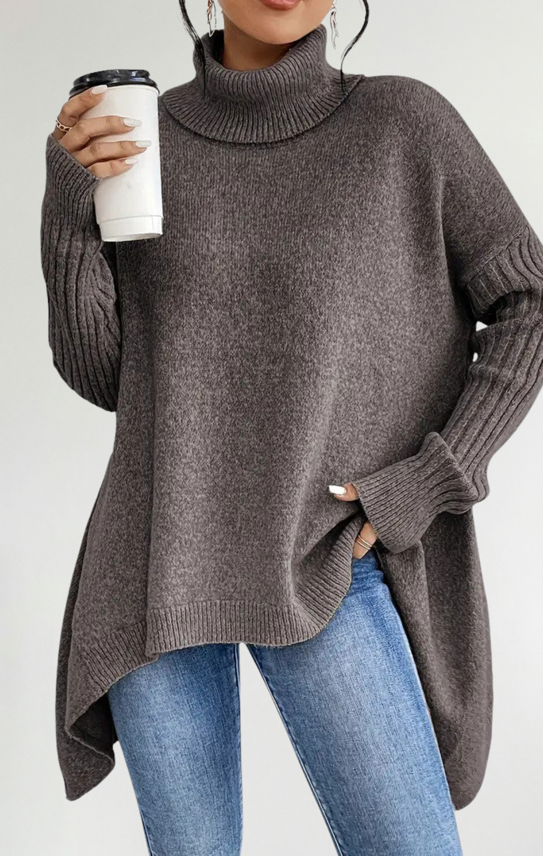 Raquel™ | Suéter Largo Con Cuello Alto