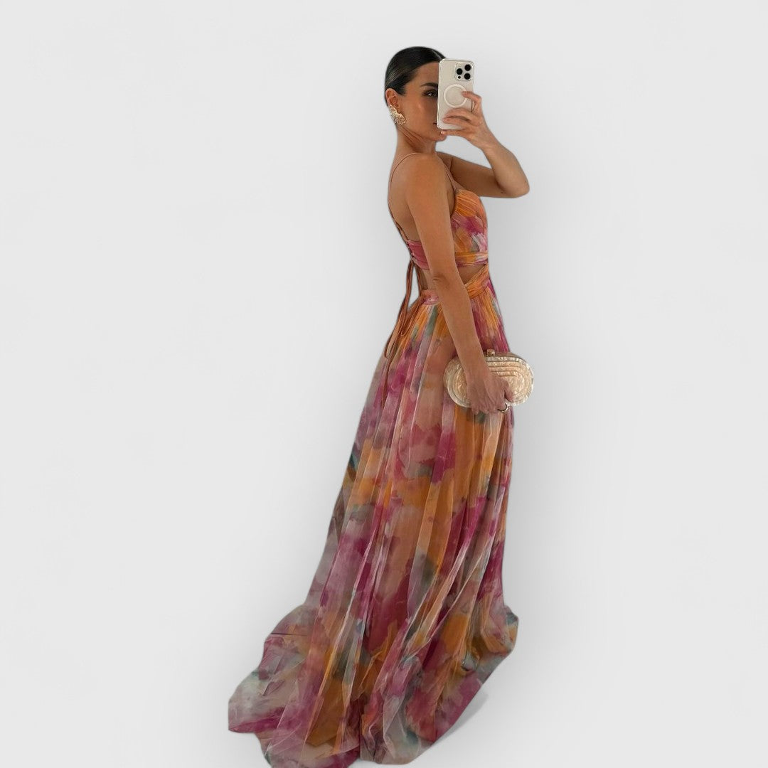 Verity™ | Vestido largo elegante con estampado floral que realza tu figura