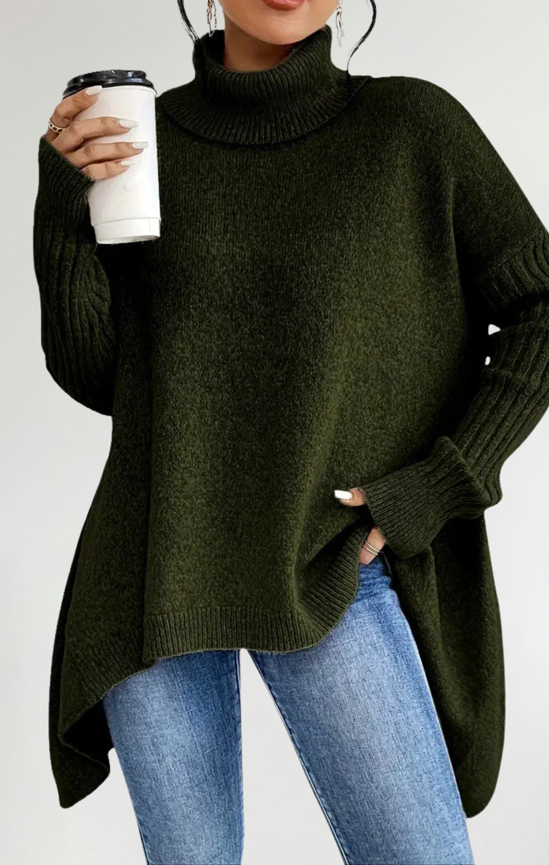 Raquel™ | Suéter Largo Con Cuello Alto