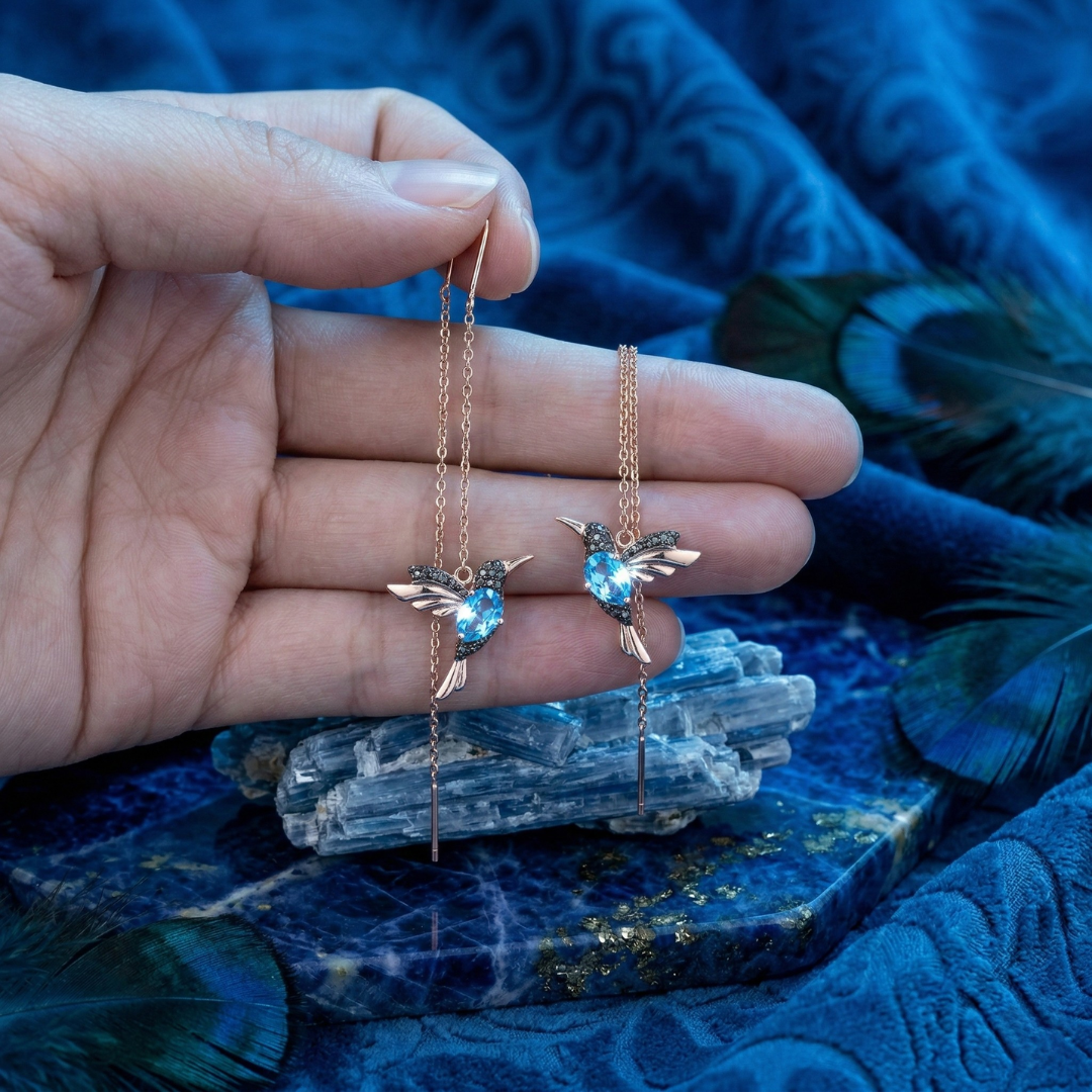 Pendientes de Colibrí con Esmalte y Circonita