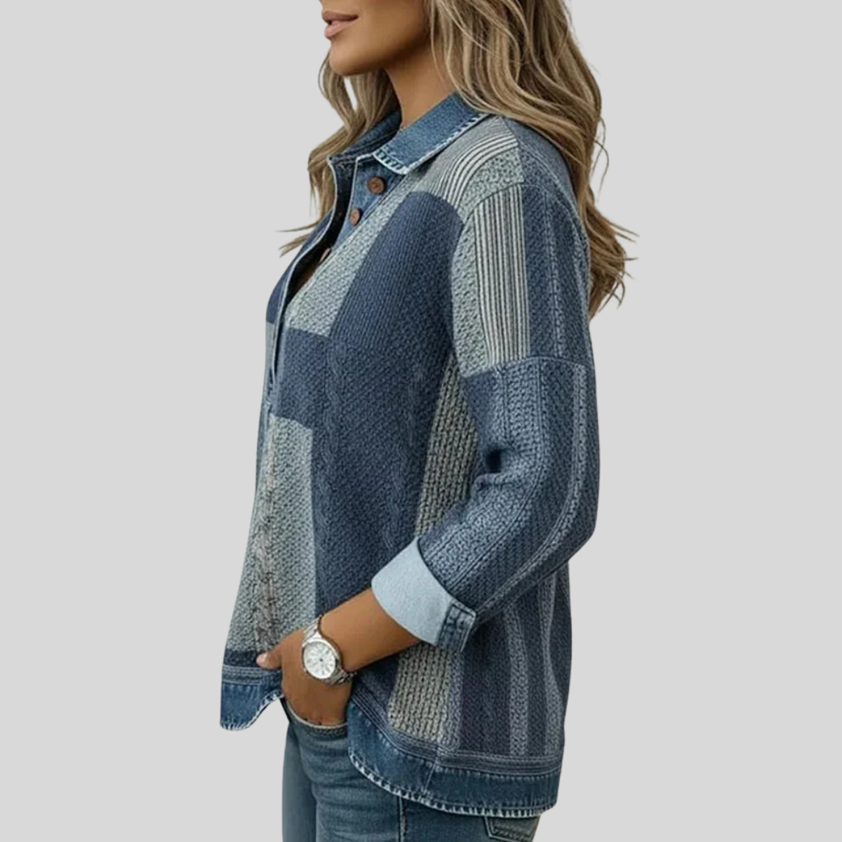 Clara - Sudadera Colorblock con Tapeta de Botones - vista 4