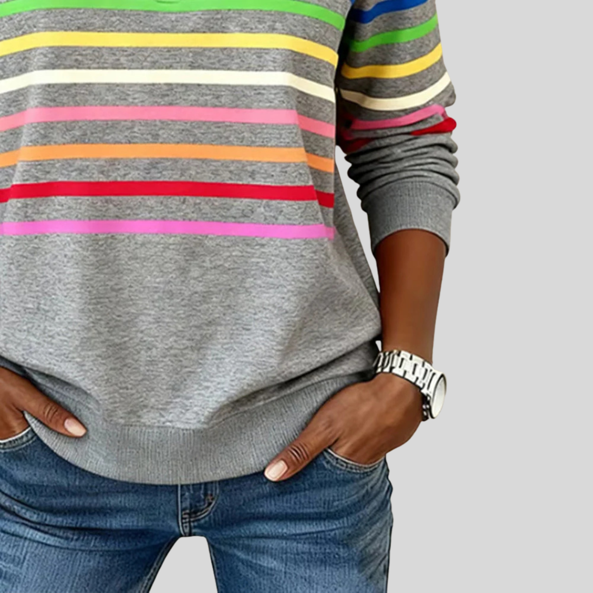 Carlota - Sudadera con Cuarto de Cremallera y Rayas Multicolor - vista 4