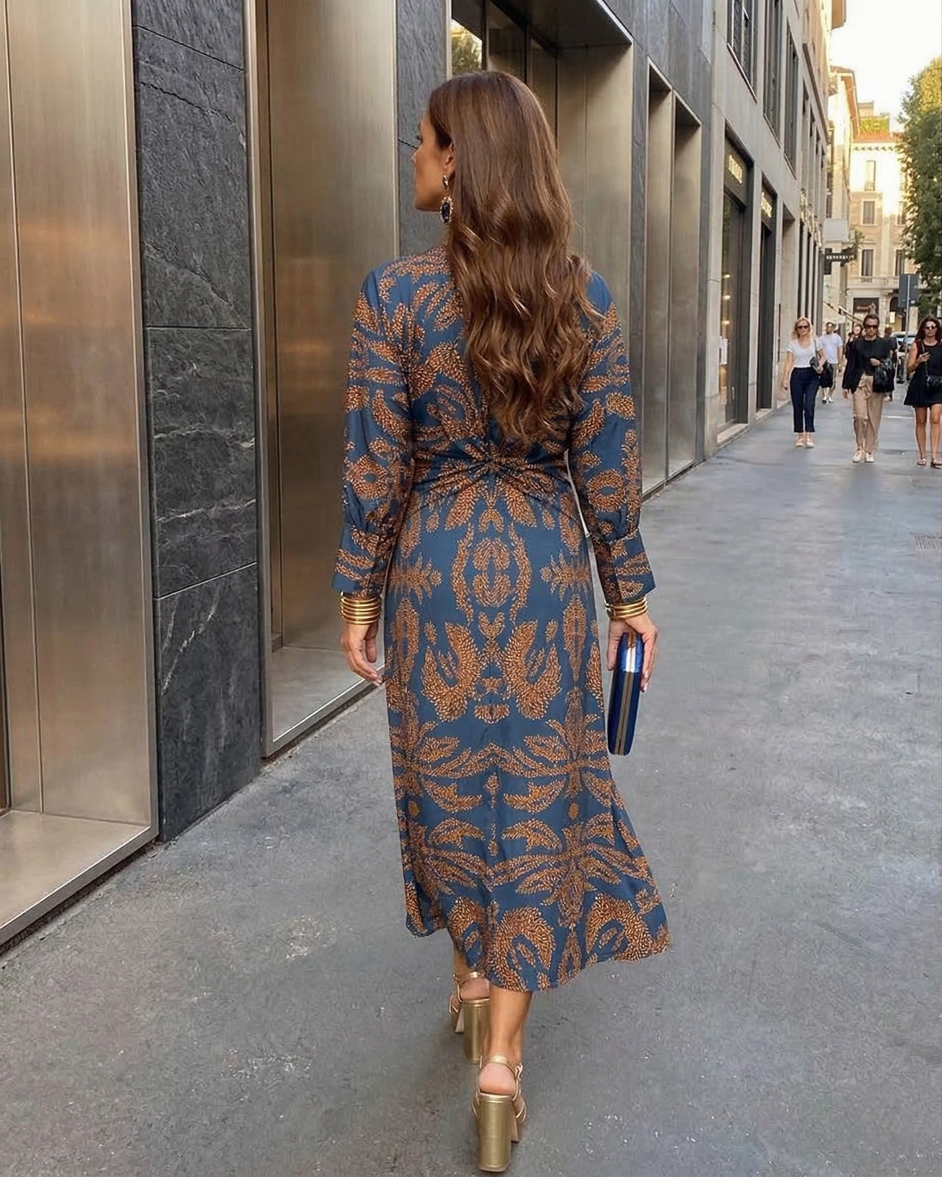 Isadora™ | Vestido Midi Elegante Con Nudo Y Estampado Artístico