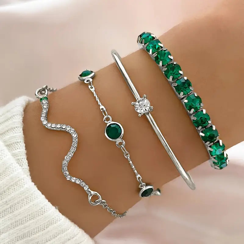 Conjunto de Pulseras Esmeralda Pura