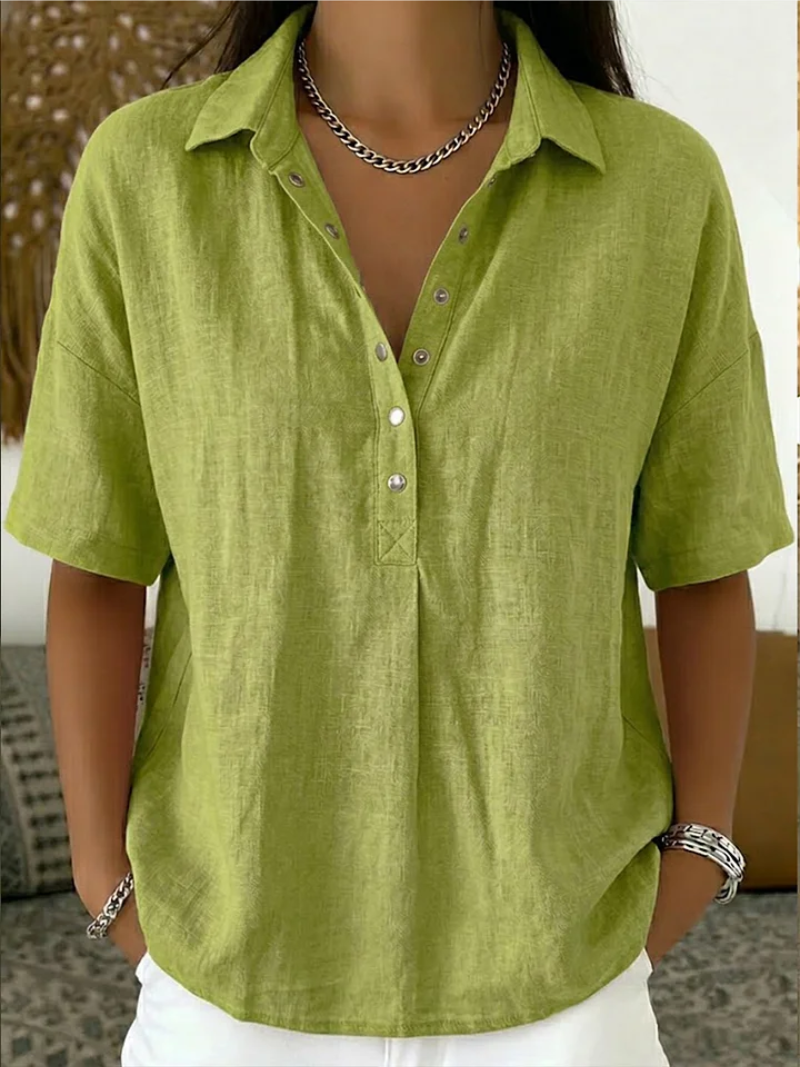 Elsera™ | Blusa Elegante con Cuello y Botones Decorativos