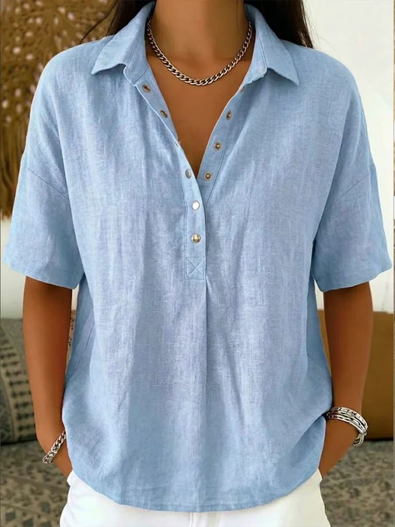 Elsera™ | Blusa Elegante con Cuello y Botones Decorativos