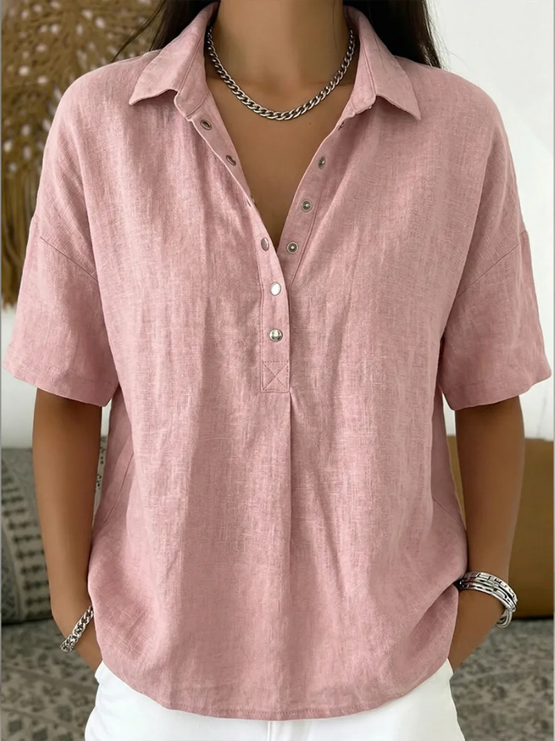 Elsera™ | Blusa Elegante con Cuello y Botones Decorativos