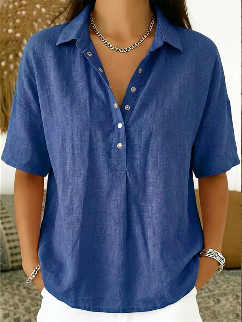 Elsera™ | Blusa Elegante con Cuello y Botones Decorativos