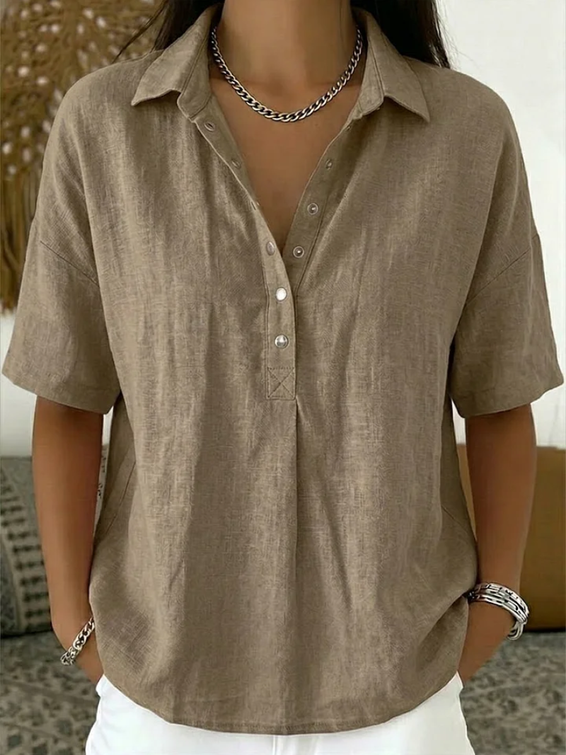 Elsera™ | Blusa Elegante con Cuello y Botones Decorativos