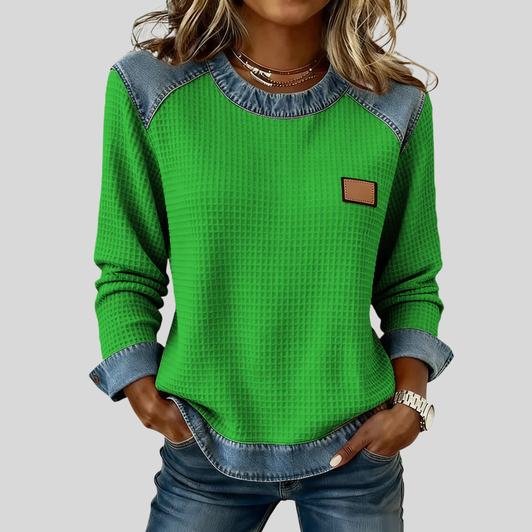 Carla - Sudadera Waffle con Ribetes Estilo Patchwork - vista 4