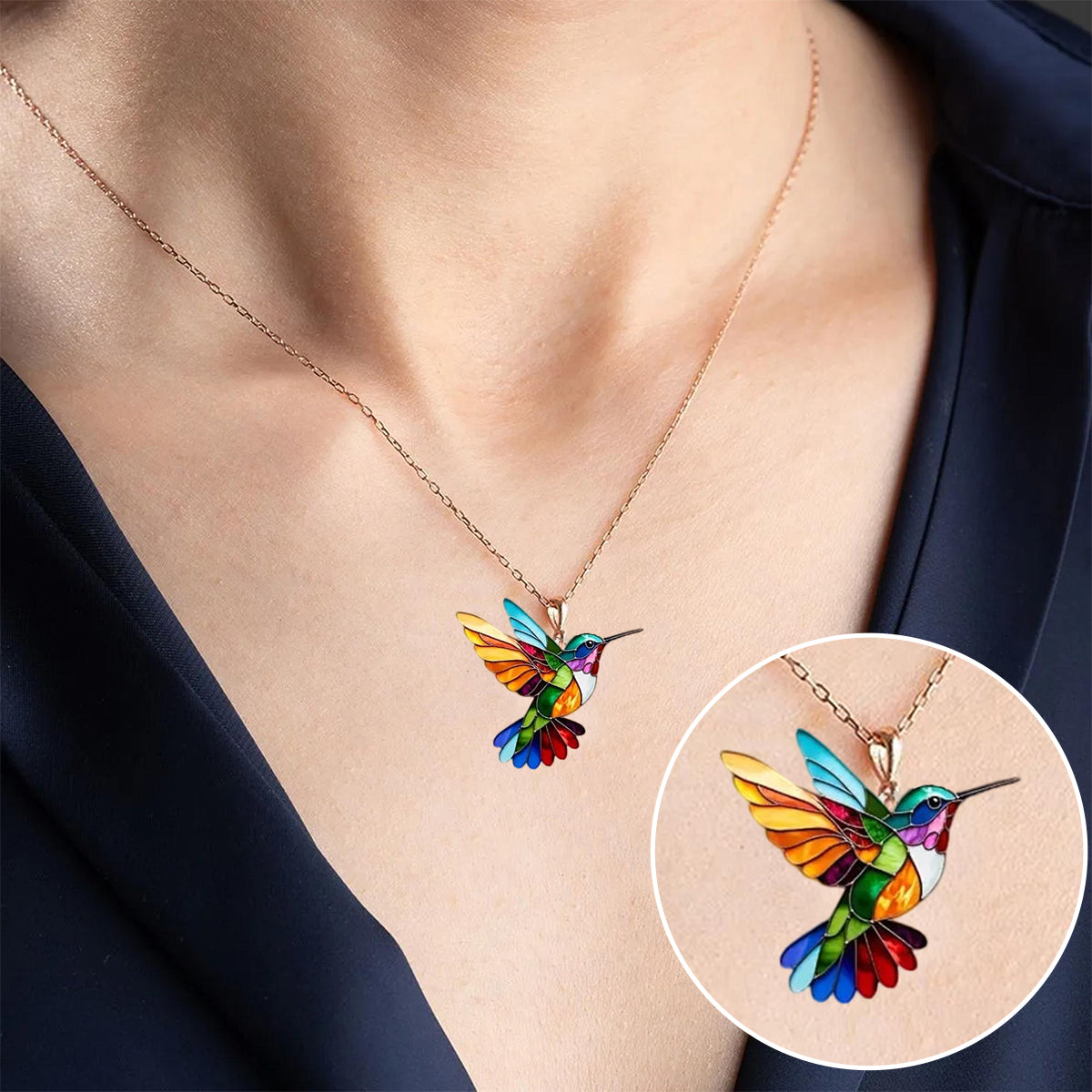 Auréa™ | Elegante Collar y Pendientes de Colibrí