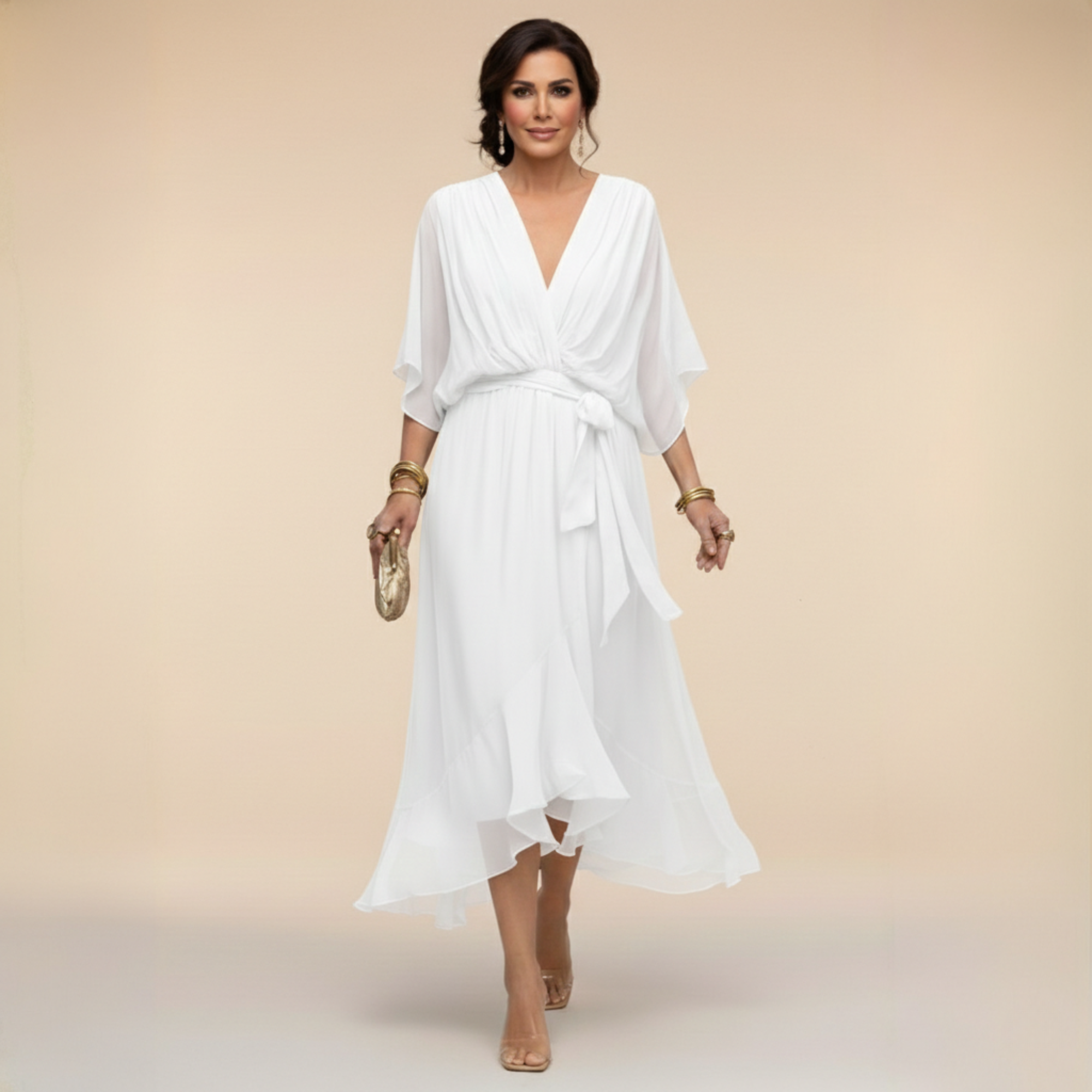 Monica™ | Vestido Elegante De Chifón Con Escote En V