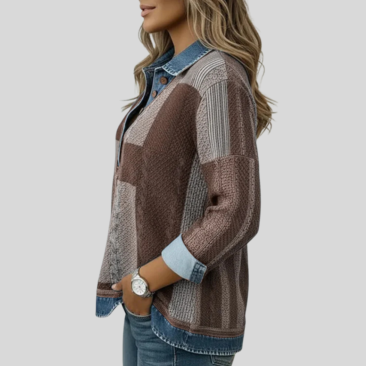 Clara - Sudadera Colorblock con Tapeta de Botones - vista 6