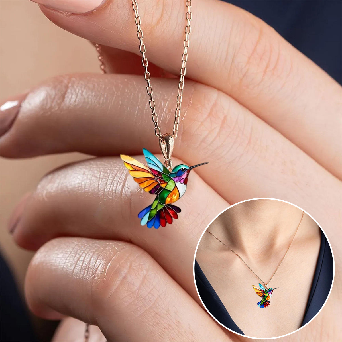 Auréa™ | Elegante Collar y Pendientes de Colibrí