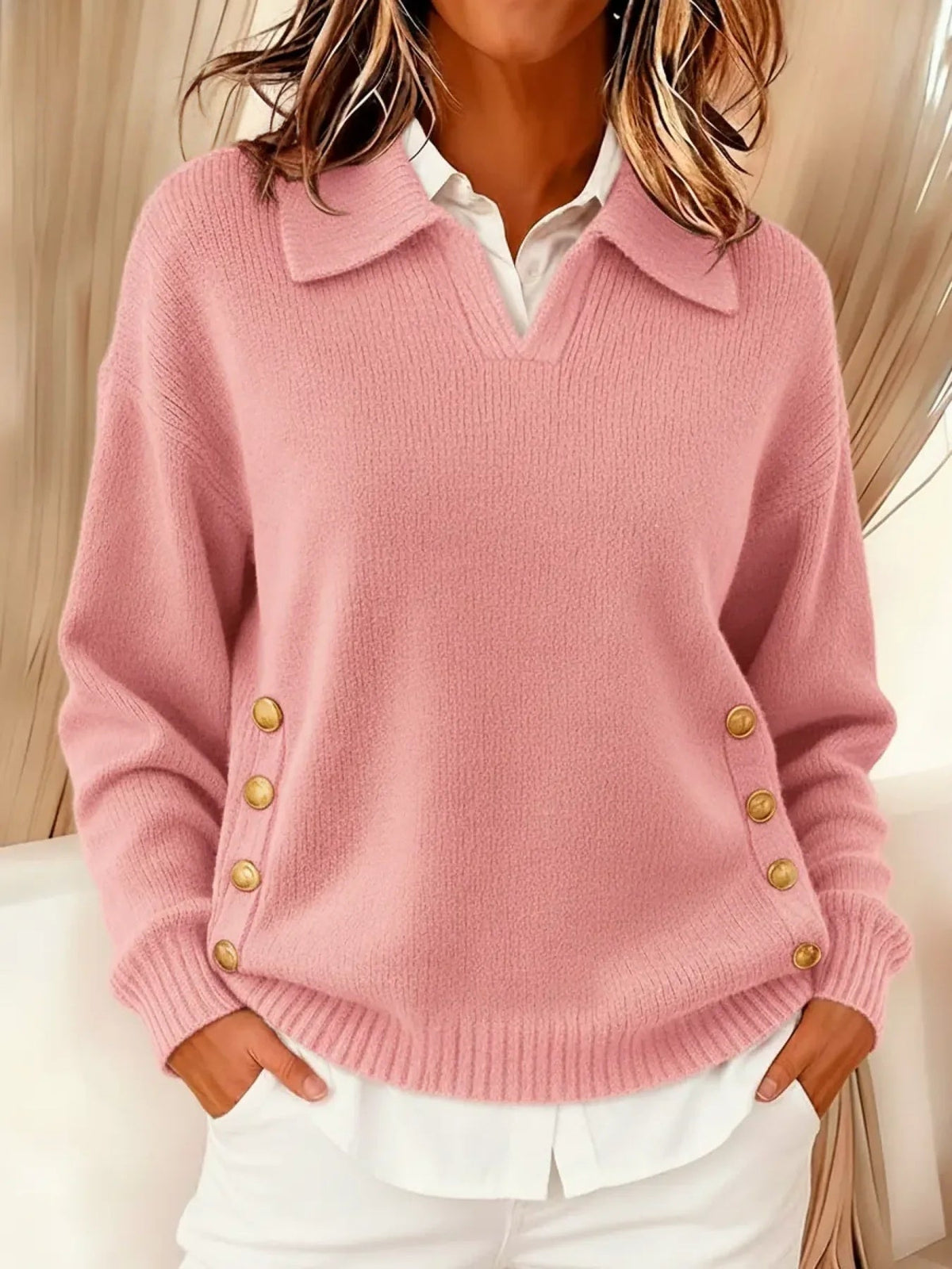 Valentina - Suéter con Cuello Polo y Botones - vista 2