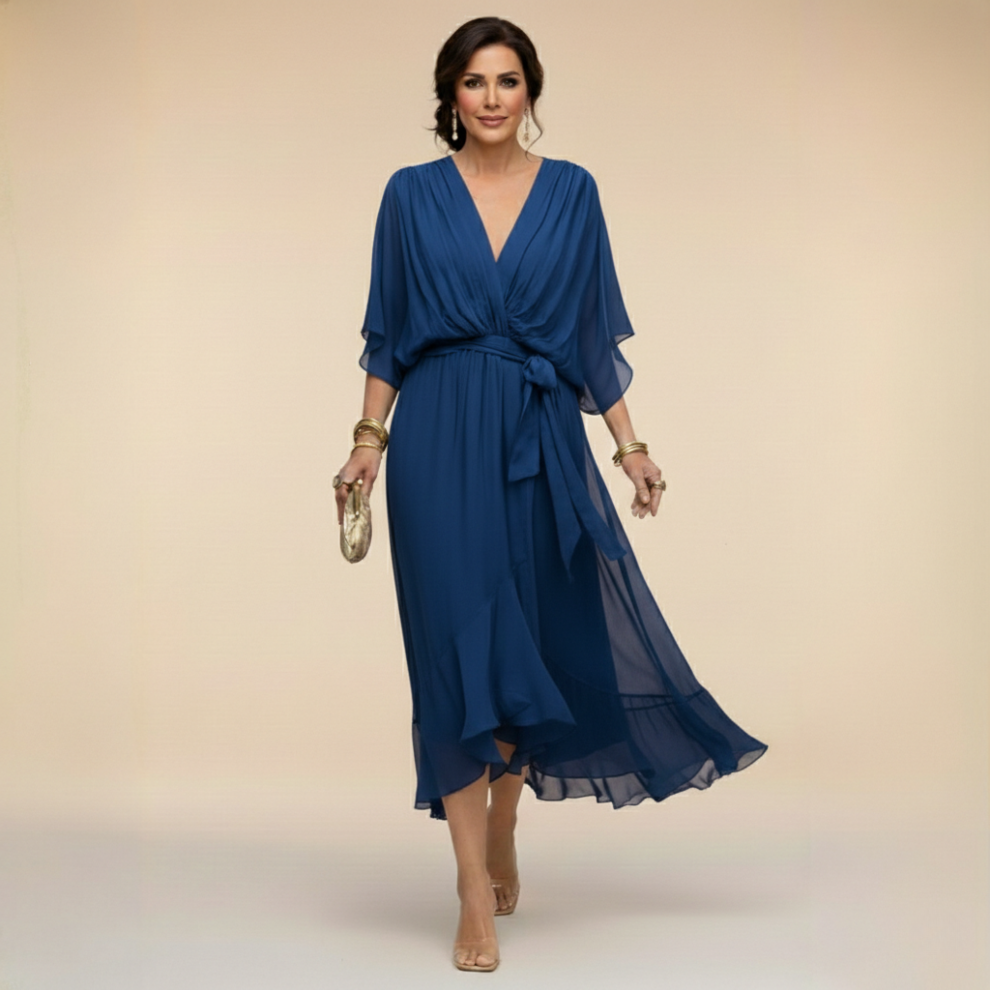 Monica™ | Vestido Elegante De Chifón Con Escote En V
