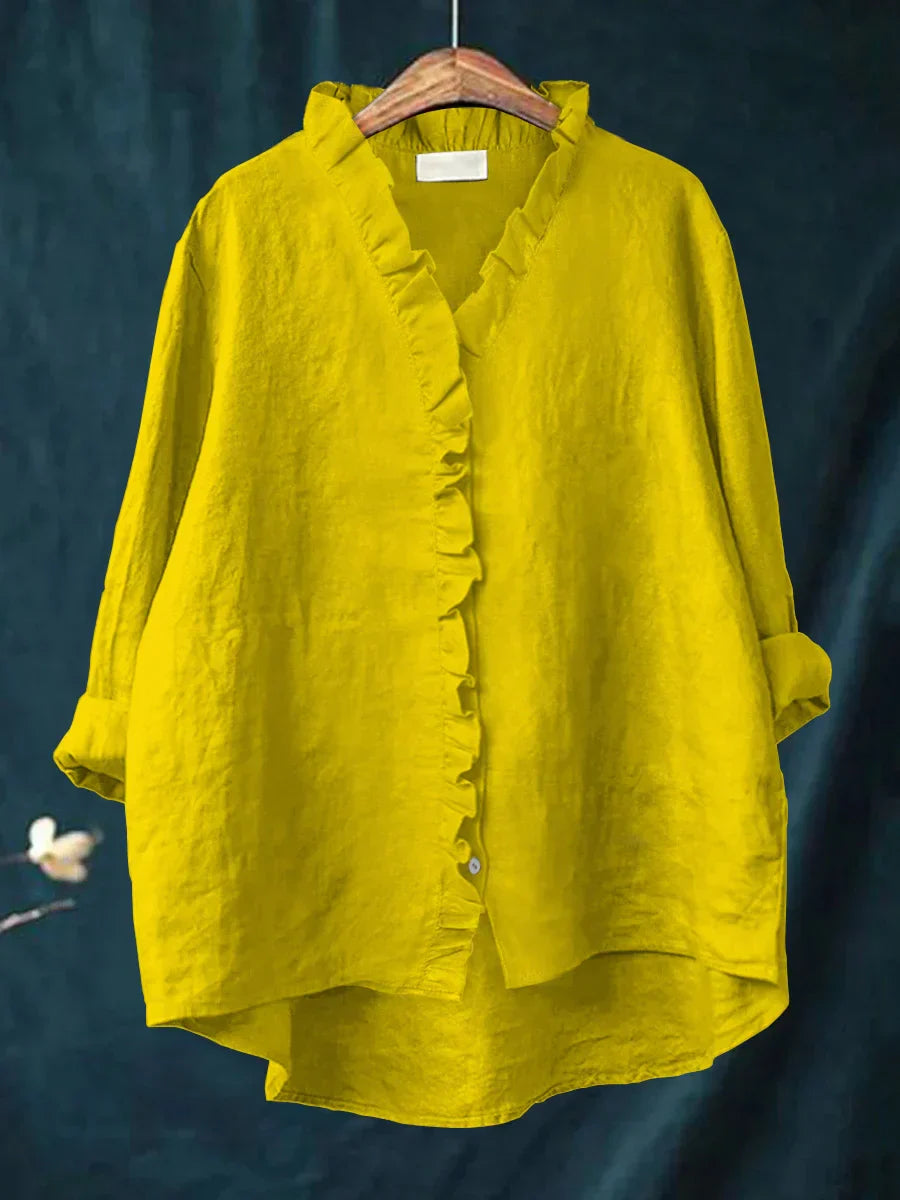Sanela™ | Blusa de Lino y Algodón con Volantes