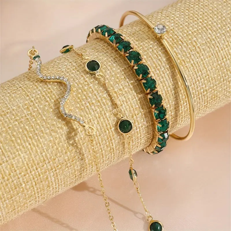 Conjunto de Pulseras Esmeralda Pura | Oro